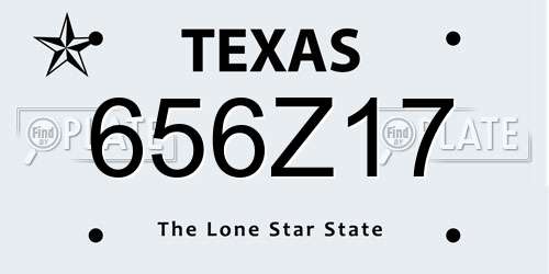 656Z17 Texas License Plate