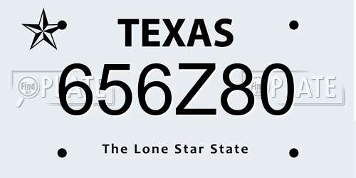 656Z80 Texas License Plate