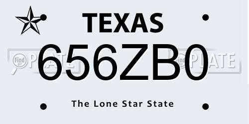 656ZB0 Texas License Plate