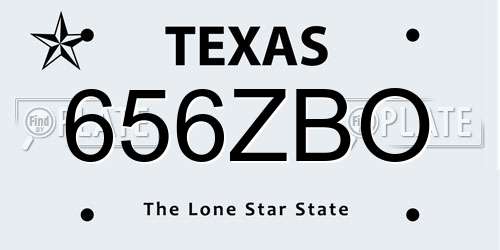 656ZBO Texas License Plate