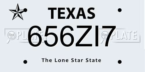 656ZI7 Texas License Plate