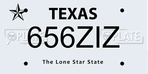 656ZIZ Texas License Plate