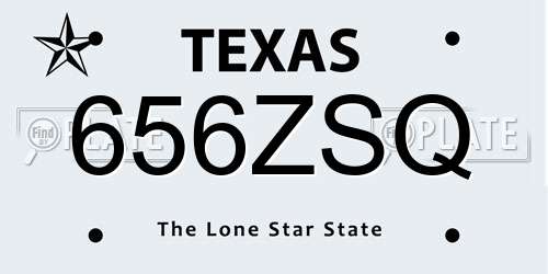 656ZSQ Texas License Plate