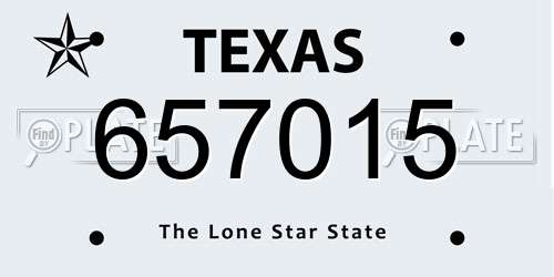 657015 Texas License Plate