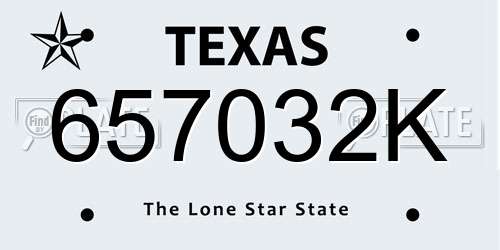 657032K Texas License Plate