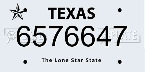 6576647 Texas License Plate