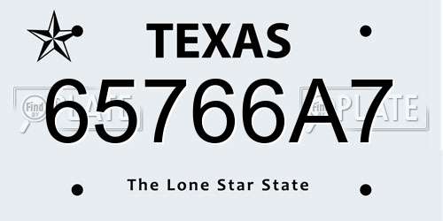65766A7 Texas License Plate