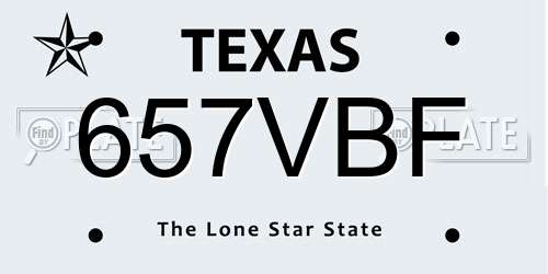 657VBF Texas License Plate