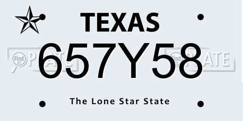 657Y58 Texas License Plate