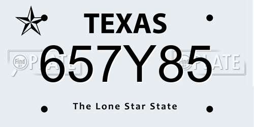 657Y85 Texas License Plate