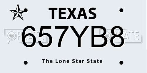 657YB8 Texas License Plate