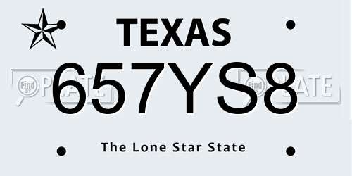 657YS8 Texas License Plate