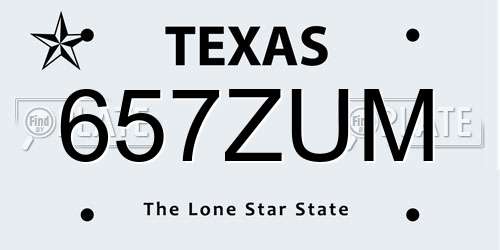 657ZUM Texas License Plate