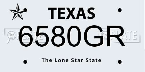 6580GR Texas License Plate