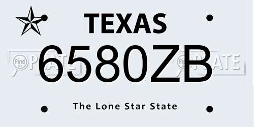 6580ZB Texas License Plate