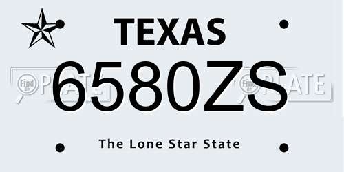 6580ZS Texas License Plate