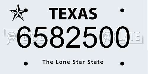 6582500 Texas License Plate