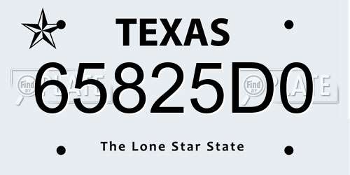 65825D0 Texas License Plate