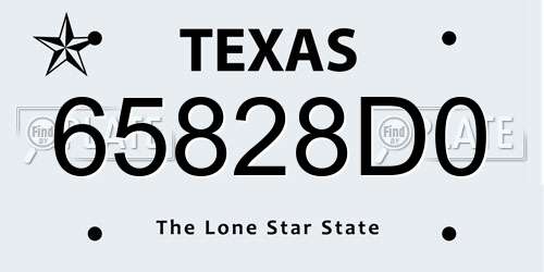 65828D0 Texas License Plate
