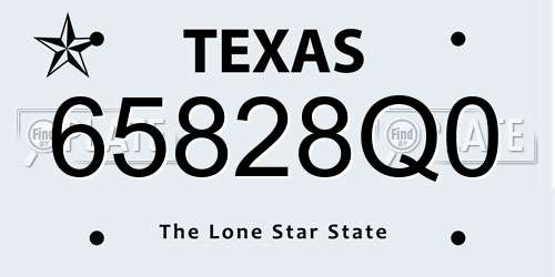 65828Q0 Texas License Plate