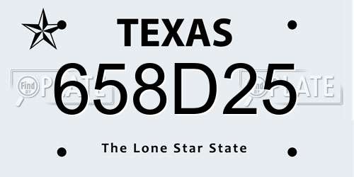 658D25 Texas License Plate