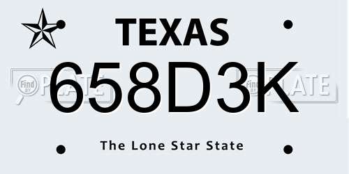 658D3K Texas License Plate