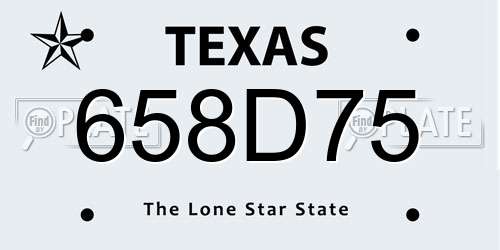 658D75 Texas License Plate
