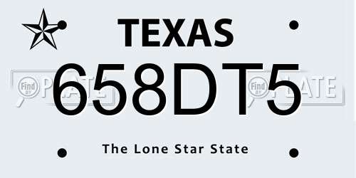 658DT5 Texas License Plate
