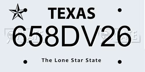 658DV26 Texas License Plate