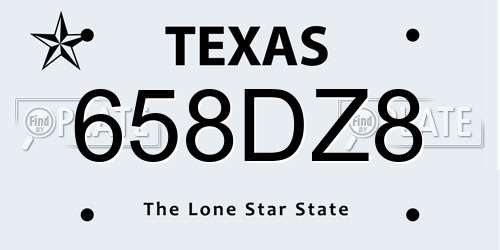 658DZ8 Texas License Plate