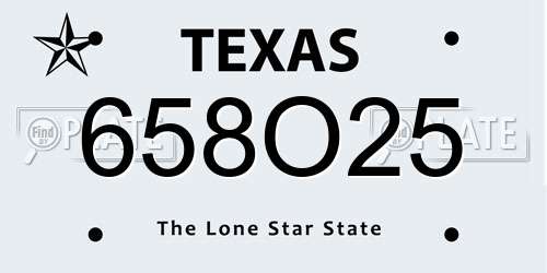 658O25 Texas License Plate