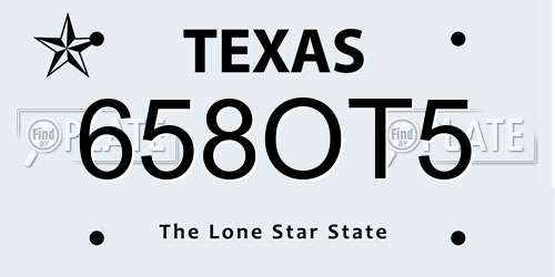 658OT5 Texas License Plate