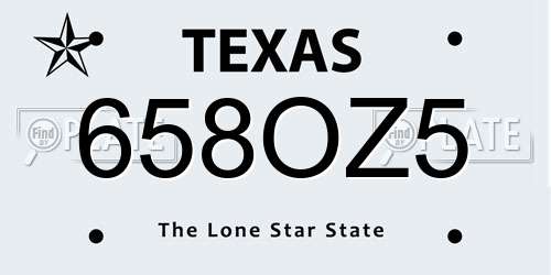 658OZ5 Texas License Plate