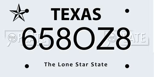 658OZ8 Texas License Plate