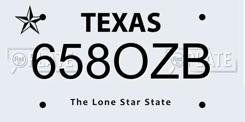 658OZB Texas License Plate