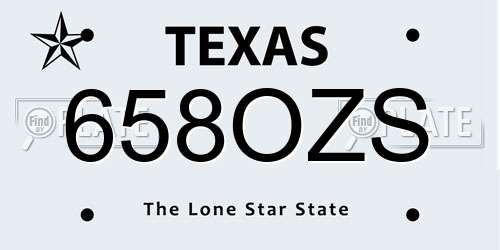 658OZS Texas License Plate