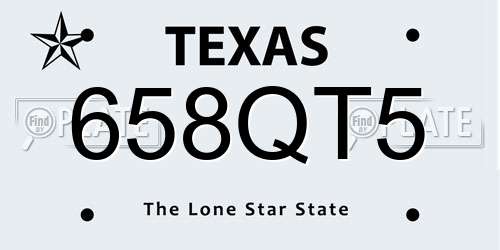 658QT5 Texas License Plate
