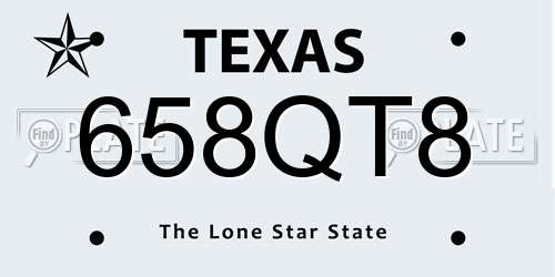 658QT8 Texas License Plate