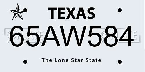 65AW584 Texas License Plate