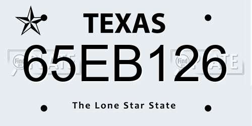 65EB126 Texas License Plate