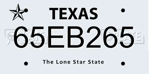 65EB265 Texas License Plate