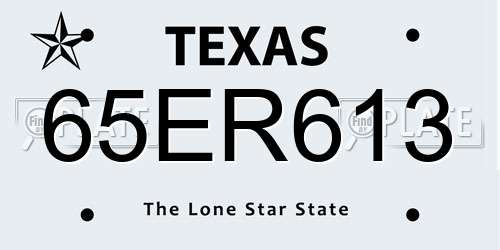65ER613 Texas License Plate
