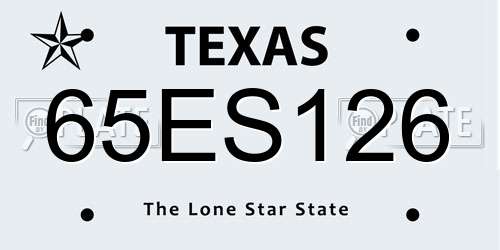 65ES126 Texas License Plate