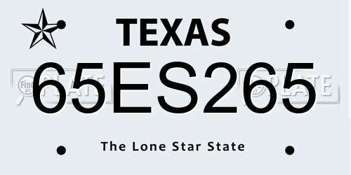 65ES265 Texas License Plate