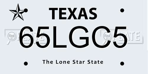 65LGC5 Texas License Plate