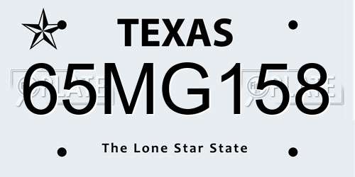 65MG158 Texas License Plate