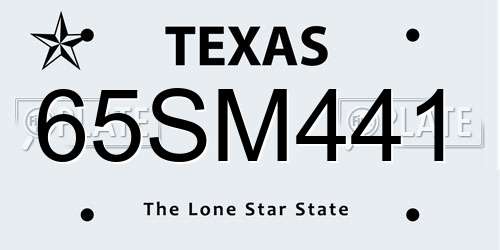 65SM441 Texas License Plate