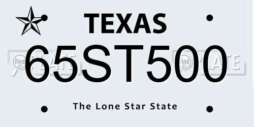 65ST500 Texas License Plate