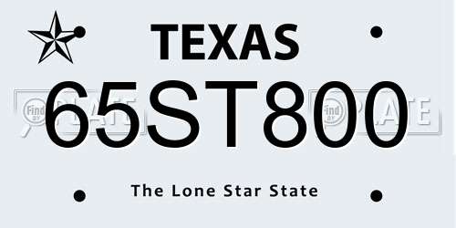 65ST800 Texas License Plate