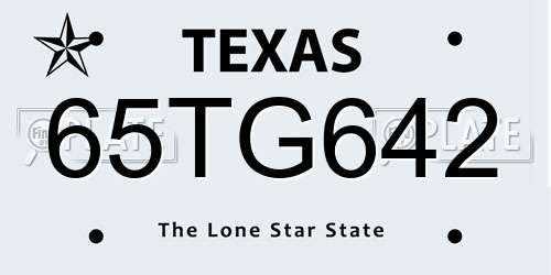 65TG642 Texas License Plate